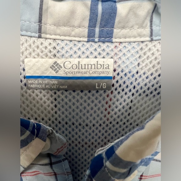 COLUMBIA PFG SPORTS SHIRT. BLUES AND RED.  SIZE LARGE - Picture 10 of 10